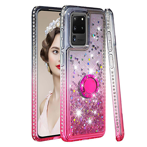 

Ringholder Gradient Diamond Inlaid Glitter Shine Flowing Liquid Phone Case For Samsung Galaxy S20 Plus S20 Ultra S20 A71 S10 S8 S9