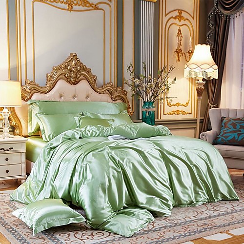 

Four-piece Duvet Cover Set of silk bed linen washed with ice silk in summer