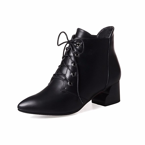 

Women's Boots Spring & Fall Chunky Heel Pointed Toe Daily PU White / Black / Red