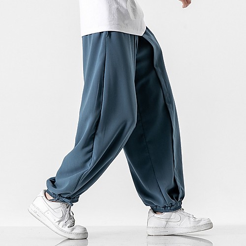 

Men's Sporty Chinoiserie Loose Chinos Pants - Solid Colored Drawstring Comfort Cotton Black Blue Navy Blue US32 / UK32 / EU40 / US34 / UK34 / EU42