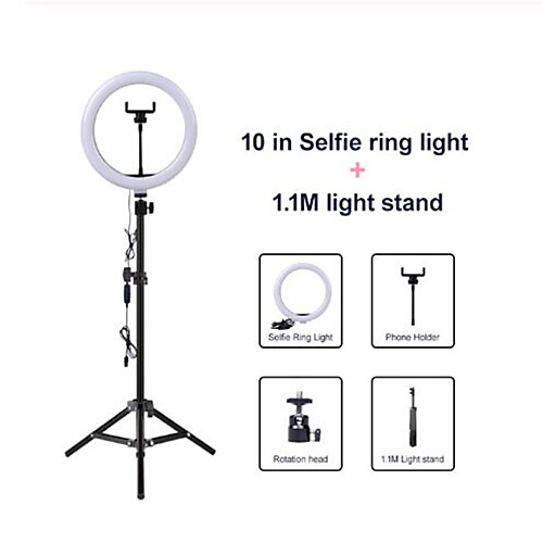 

10 inch/26CM LED Ring Light Photographic Selfie Ring Lighting with 1.6M Collapsible Stand for Smartphone Youtube Makeup Video Studio Tripod Ring Light
