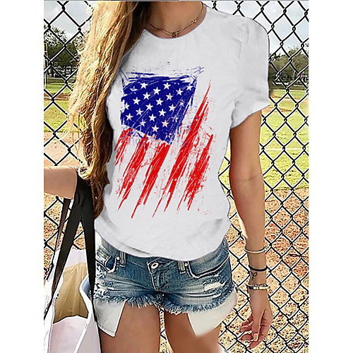 

Women's National Flag Graphic Print T-shirt Basic Casual / Daily White