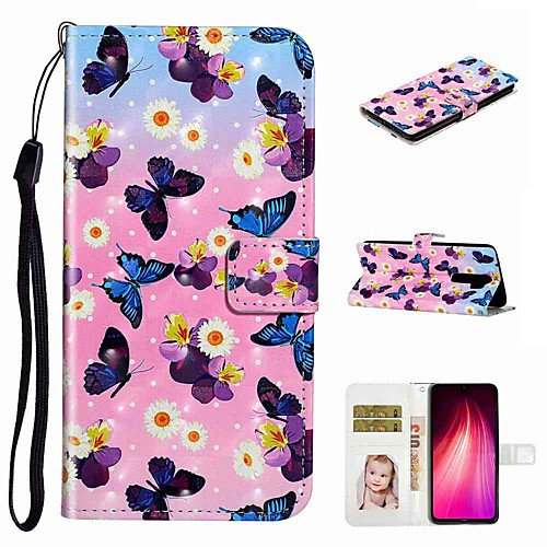 

Case For Xiaomi Xiaomi Redmi Note 7 / Xiaomi Redmi Note 7 Pro / Redmi Note 7S Wallet / Card Holder / with Stand Full Body Cases Butterfly PU Leather / TPU