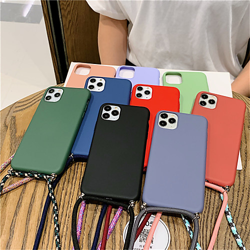 

Fashion Colored Strap Candy Phone Case For iPhone SE2020 / 11 / 11Pro / 11 Pro Max / X / XS /XR / XS Max / 8Plus / 8 / 7Plus / 7 / 6Plus / 6 / 6S Plus / 6s Matte Soft Silicone Lanyard Case Cover