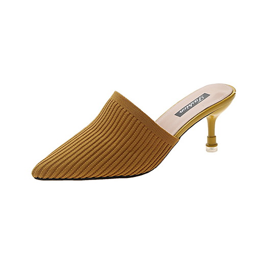 

Women's Sandals Summer Flared Heel Pointed Toe Daily PU Black / Yellow / Beige