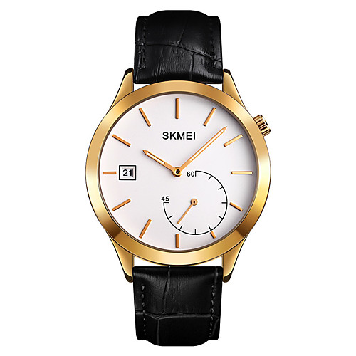 

SKMEI Men's Steel Band Watches Quartz Formal Style Modern Style Stainless Steel Leather Black / Silver / Brown 30 m Water Resistant / Waterproof Calendar / date / day New Design Analog Casual Fashion