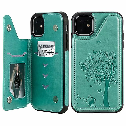 

Case For Apple iPhone 11 / iPhone 11 Pro / iPhone 11 Pro Max Card Holder / Shockproof / Dustproof Back Cover Tree PU Leather / TPU