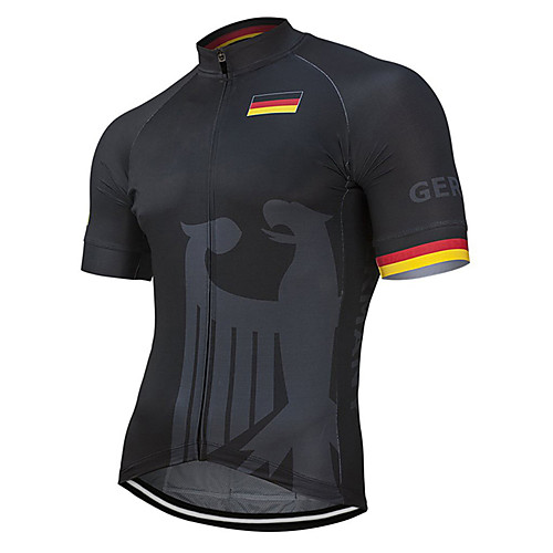 

21Grams Men's Short Sleeve Cycling Jersey Summer Polyester Blue Yellow Black Germany National Flag Bike Jersey Top Mountain Bike MTB Road Bike Cycling UV Resistant Quick Dry Breathable Sports
