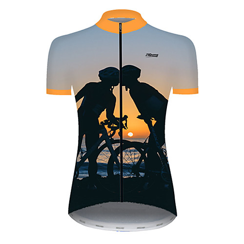 

21Grams Women's Short Sleeve Cycling Jersey Summer Nylon Polyester Black / Orange Funny Bike Jersey Top Mountain Bike MTB Road Bike Cycling Ultraviolet Resistant Quick Dry Breathable Sports Clothing