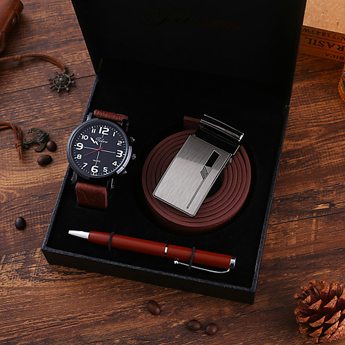 

Men's Sport Watch Quartz PU Leather Brown Chronograph New Design Casual Watch Analog Casual Fashion - Brown