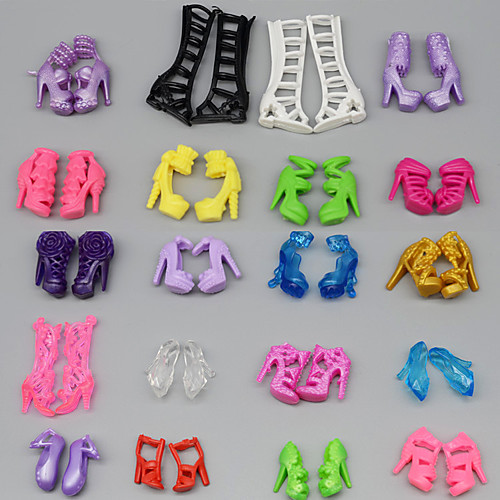 

Doll accessories Doll Shoes High Heel Plastic Fashion Multi Color 20 pcs Kids Girls' Toy Gift