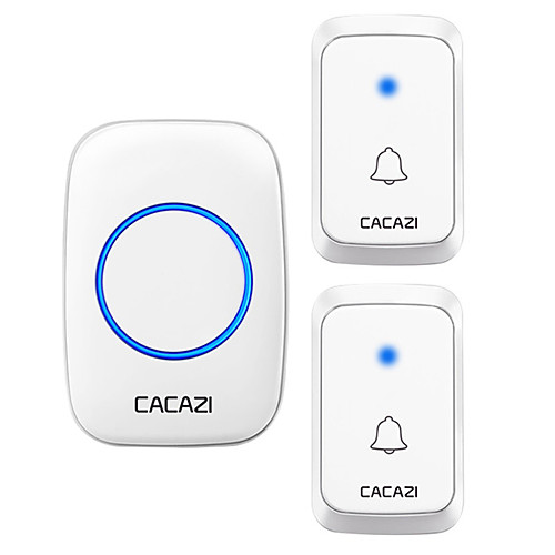 

CACAZI Waterproof Wireless Doorbell LED Light Battery 300M Remote Home Cordless Call Bell EU US UK AU Plug 58 Chime 2 Button 1 Receiver