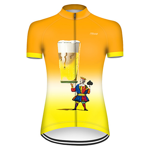 

21Grams Women's Short Sleeve Cycling Jersey Polyester Orange Gradient Oktoberfest Beer Poker Bike Jersey Top Mountain Bike MTB Road Bike Cycling Breathable Quick Dry Ultraviolet Resistant Sports