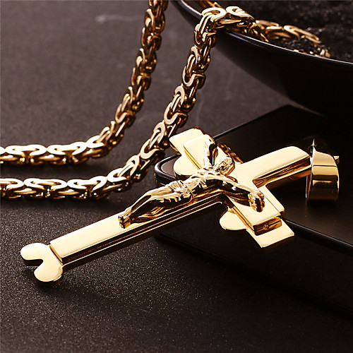 

Men's Necklace Crossover Artistic Classic Titanium Steel Gold 55 cm Necklace Jewelry 1pc For Anniversary Street Festival