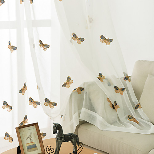 

Two Panel Children's Room Living Room Bedroom Dining Room Embroidered Curtain