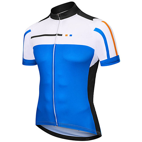 

21Grams Men's Short Sleeve Cycling Jersey Summer Polyester BlueWhite Patchwork Solid Color Bike Jersey Top Mountain Bike MTB Road Bike Cycling UV Resistant Quick Dry Breathable Sports Clothing