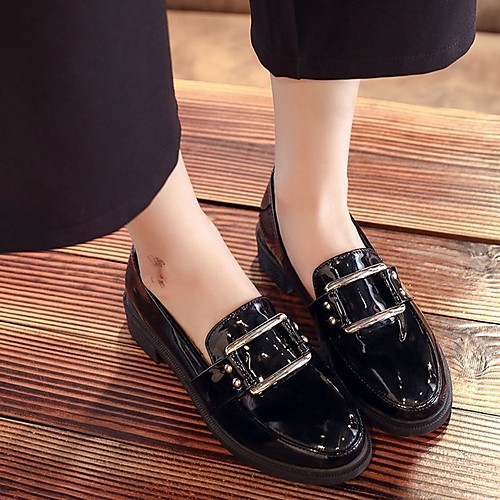 

Women's Loafers & Slip-Ons Summer Flat Heel Round Toe Daily PU Black