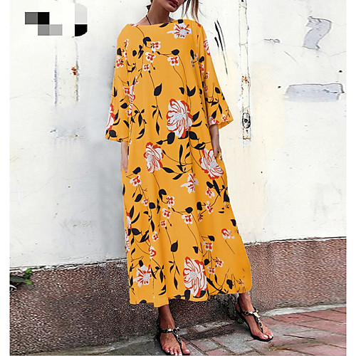 

Women's Mini Shift Dress - 3/4 Length Sleeve Animal Summer Elegant 2020 Black Yellow S M L XL XXL XXXL XXXXL XXXXXL