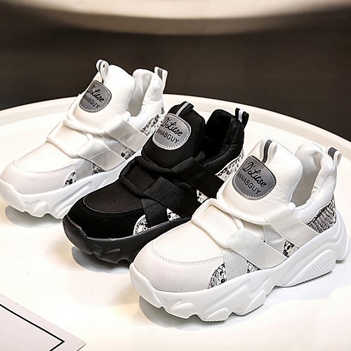 

Women's Trainers / Athletic Shoes Summer Flat Heel Round Toe Daily PU White / Black