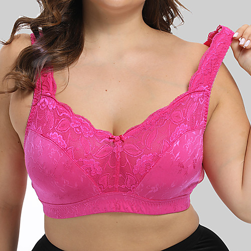 

Women's Wireless Lace Bras Full Coverage Bra Fuchsia