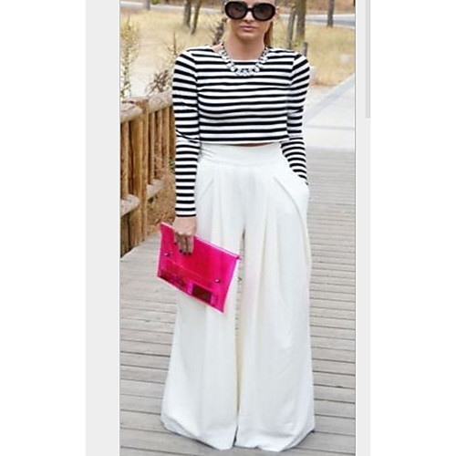 

Women's Basic Loose Chinos Pants - Solid Colored White Black Blushing Pink S / M / L