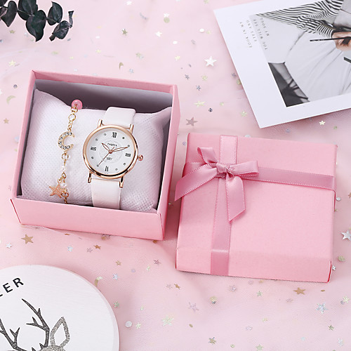 

Women's Quartz Watches Cubic Zirconia Classic Fashion White PU Leather Quartz White Chronograph New Design Casual Watch 1 set Analog