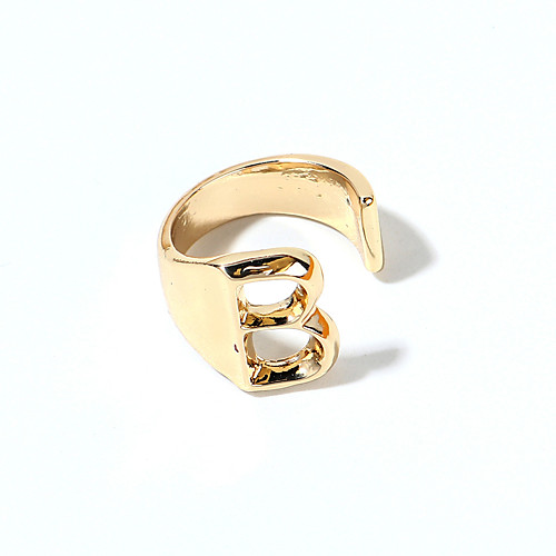 

Women's Men Women Ring 1pc Gold Silver Alloy Round Party Evening Formal Jewelry Alphabet Shape Wearable