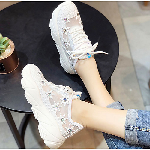 

Women's Trainers / Athletic Shoes Spring & Summer Flat Heel Round Toe Daily Mesh White / Beige