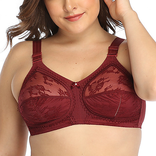 

Women's Wireless Lace Bras Full Coverage Bra Wine Black Blue