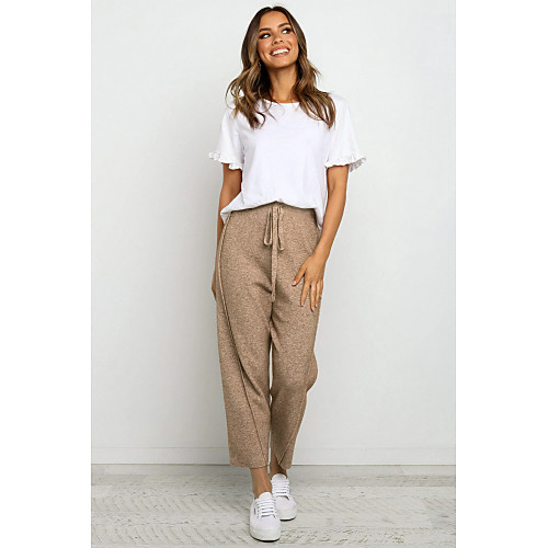 

Women's Basic Chinos Pants Solid Colored Brown