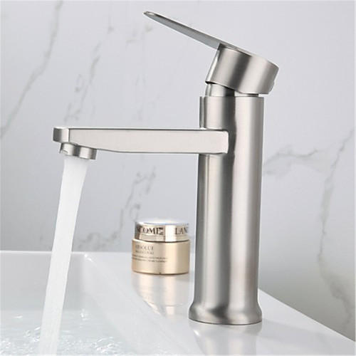 

Stainless Steel Bathroom Faucet,Silvery Wire Drawing Bathroom Sink Faucet with Cold Water Only