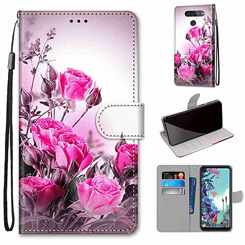 

Case For LG Q70 / LG K50S / LG K40S Wallet / Card Holder / with Stand Full Body Cases Wild Rose PU Leather / TPU for LG K30 2019 / LG K20 2019