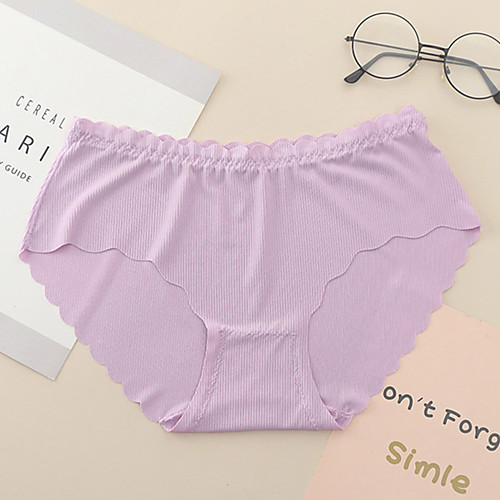 

Women's Basic Brief - Normal Mid Waist Blushing Pink Red Royal Blue One-Size