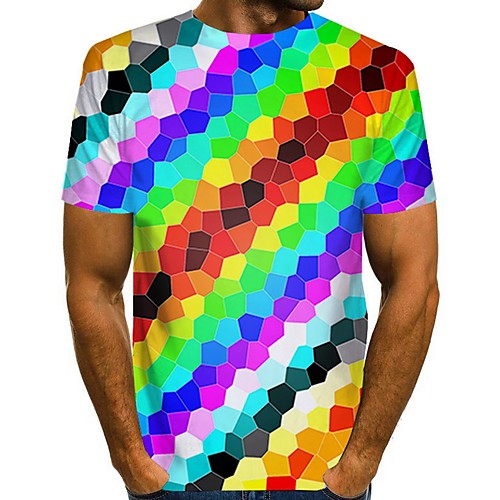 

Men's Rainbow Graphic T-shirt Daily Blue / Yellow / Green / Navy Blue / Rainbow / Beige