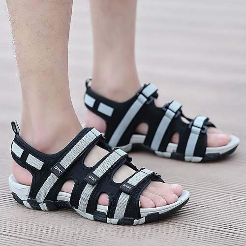 

Men's Summer Outdoor Sandals PU Non-slipping Black and White / Black