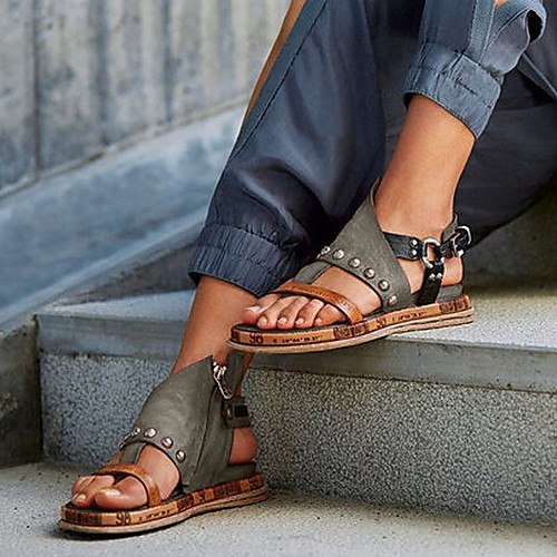 

Women's Sandals Flat Sandals Bunion Sandals Orthopedic Sandals Summer Flat Heel Round Toe Daily PU Black / Yellow / Army Green