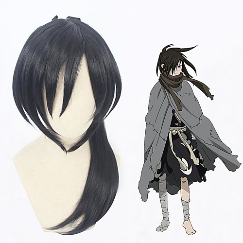 

Dororo Cosplay Cosplay Wigs Women's With Ponytail 18 inch Heat Resistant Fiber kinky Straight Black Teen Adults' Anime Wig