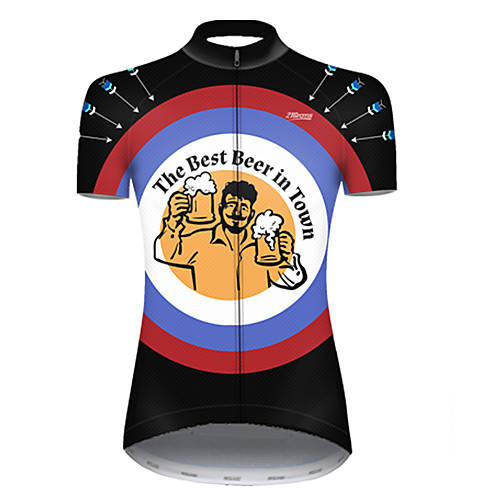 

21Grams Women's Short Sleeve Cycling Jersey Polyester Black / Red Stripes Funny Oktoberfest Beer Bike Jersey Top Mountain Bike MTB Road Bike Cycling Breathable Quick Dry Ultraviolet Resistant Sports