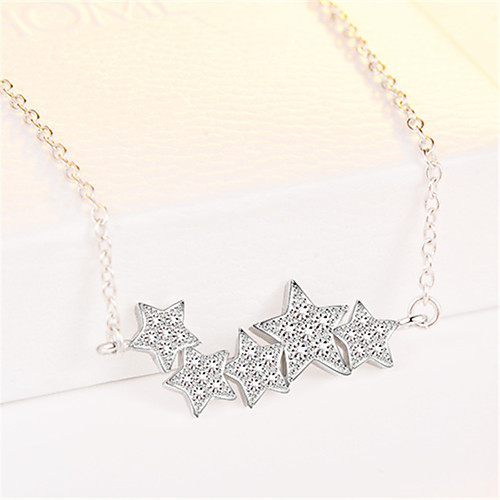 

Women's White Synthetic Diamond Pendant Necklace Chain Necklace Rolo Star Fashion Punk Trendy Casual / Sporty Copper Silver Plated Silver 405 cm Necklace Jewelry 1pc For Anniversary Street Sport