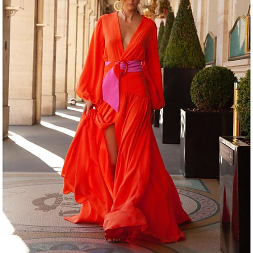 

Women's Maxi Sheath Dress - Short Sleeves Solid Color Summer V Neck Elegant Slim 2020 Red M L XL XXL XXXL