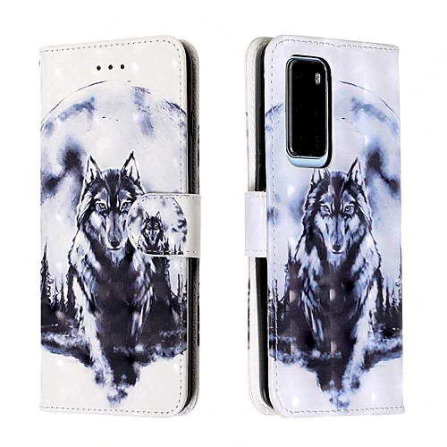 

Case For Huawei P40 / Huawei P40 Pro / Huawei P30 lite Wallet / Card Holder / with Stand White Wolf PU Leather / TPU for Huawei Mate 30 Lite / Honor 10 Lite / Honor 20 Pro