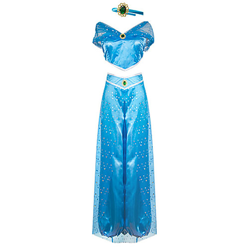 

Princess Princess Jasmine Cosplay Costume Outfits Women's Movie Cosplay Cosplay Halloween Blue Top Pants Children's Day Masquerade Tulle Polyester
