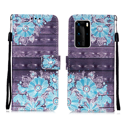 

Case For Huawei HUAWEI P40 PRO / P40 lite E / P40 lite Card Holder / Shockproof / Flip Back Cover Flowers PU Leather / TPU