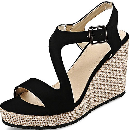

Women's Sandals Summer Wedge Heel Open Toe Daily Suede Black / Pink / Gray