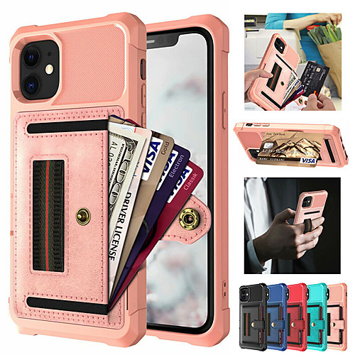 

iPhone11Pro Max Luxury Magnetic Card Holder Anti-fall Mobile Phone Case XS Max Can Be Used As a Stand Can Be Inserted Into The Card Flip Wallet Leather Case 6/7 / 8Plus / SE2020 Protective Shell