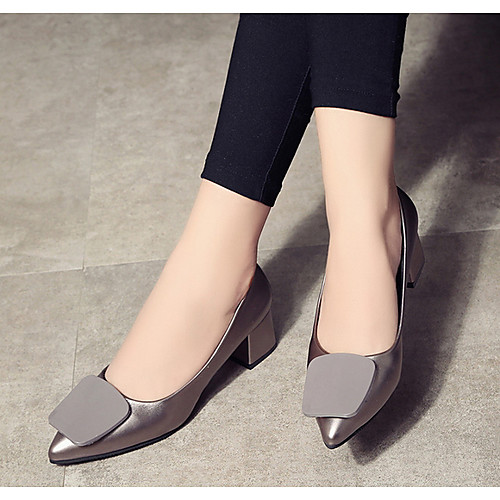 

Women's Heels Spring & Summer Chunky Heel Pointed Toe Daily Solid Colored PU Black / Red / Gray