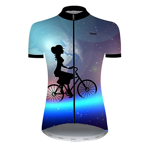 

21Grams Women's Short Sleeve Cycling Jersey Polyester Black / Blue Funny Bike Jersey Top Mountain Bike MTB Road Bike Cycling Breathable Quick Dry Ultraviolet Resistant Sports Clothing Apparel