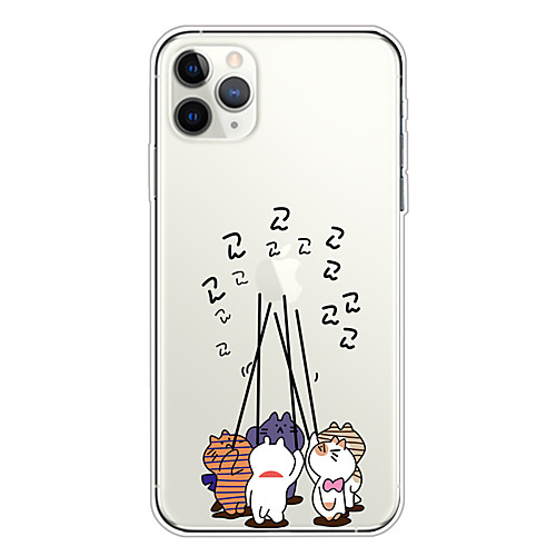

Case For Apple iPhone 11/11 Pro/11 Pro Max/XS/XR/XS Max/8 Plus/7 Plus/6S Plus/8/7/6/6s/SE/5/5S Transparent Pattern Back Cover Playing with Apple Logo Cats Soft TPU