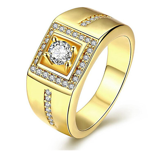 

Men Women Ring 1pc Gold White Copper Gold Plated Imitation Diamond Round Stylish Gift Festival Jewelry Classic Flower