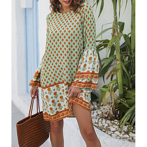 

Women's Asymmetrical Sheath Dress - Short Sleeves Geometric Summer Elegant 2020 Green XS S M L